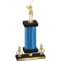 Premium Single Blue Carbon Fiber Victory Golf Trophy