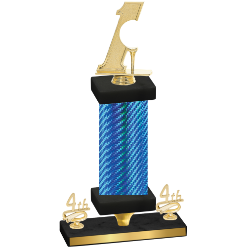 Premium Single Blue Carbon Fiber Fourth Place Golf Trophy