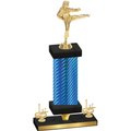 Premium Single Blue Carbon Fiber First Place Karate Trophy