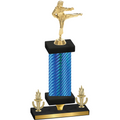 Premium Single Blue Carbon Fiber Victory Karate Trophy