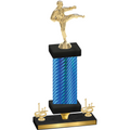 Premium Single Blue Carbon Fiber First Place Karate Trophy