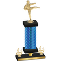 Premium Single Blue Carbon Fiber Fourth Place Karate Trophy