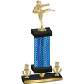 Premium Single Blue Carbon Fiber Victory Karate Trophy