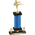 Premium Single Blue Carbon Fiber Year Karate Trophy
