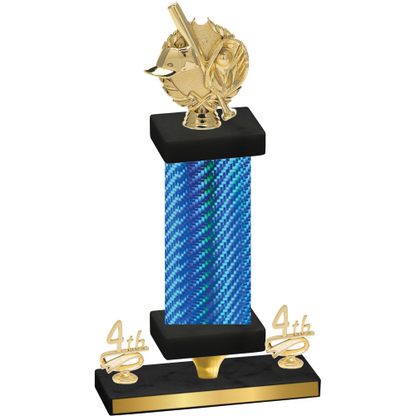 Premium Single Blue Carbon Fiber Fourth Place Baseball Trophy