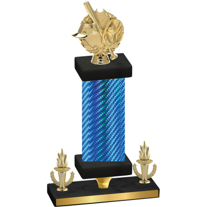 Premium Single Blue Carbon Fiber Victory Baseball Trophy