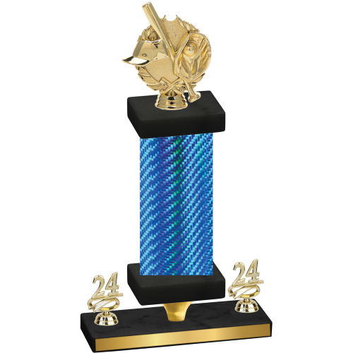 Premium Single Blue Carbon Fiber Year Baseball Trophy