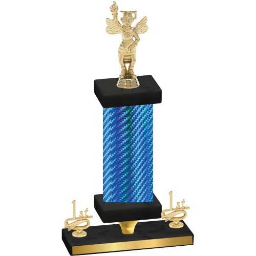 Premium Single Blue Carbon Fiber First Place Academics Trophy