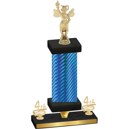 Premium Single Blue Carbon Fiber Fourth Place Academics Trophy