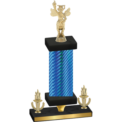Premium Single Blue Carbon Fiber Victory Academics Trophy