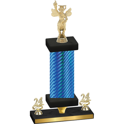 Premium Single Blue Carbon Fiber Year Academics Trophy