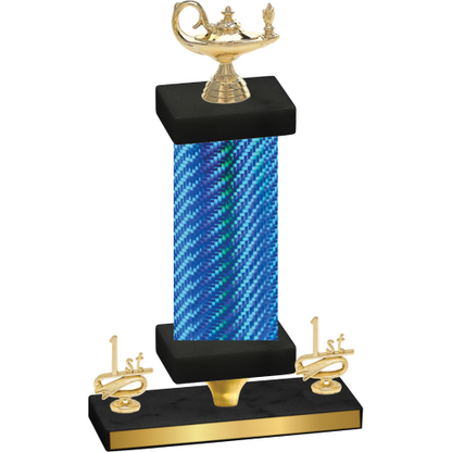 Premium Single Blue Carbon Fiber First Place Academics Trophy