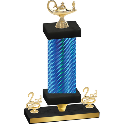 Premium Single Blue Carbon Fiber Second Place Academics Trophy