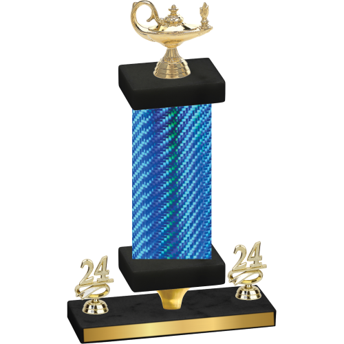 Premium Single Blue Carbon Fiber Year Academics Trophy