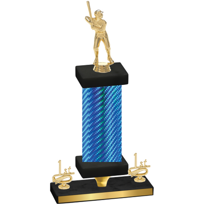 Premium Single Blue Carbon Fiber First Place Baseball Trophy