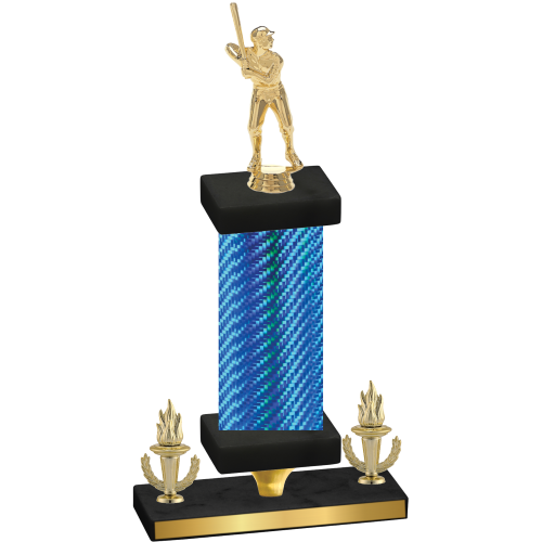 Premium Single Blue Carbon Fiber Victory Baseball Trophy