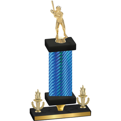 Premium Single Blue Carbon Fiber Victory Baseball Trophy