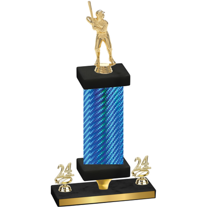 Premium Single Blue Carbon Fiber Year Baseball Trophy