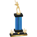 Premium Single Blue Carbon Fiber Fourth Place Softball Trophy