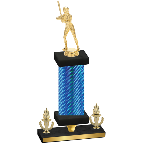 Premium Single Blue Carbon Fiber Victory Softball Trophy