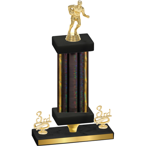 Premium Single Black Glacier Third Place Rugby Trophy