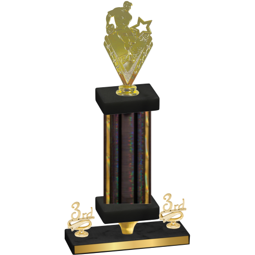 Premium Single Black Glacier Third Place Rugby Trophy