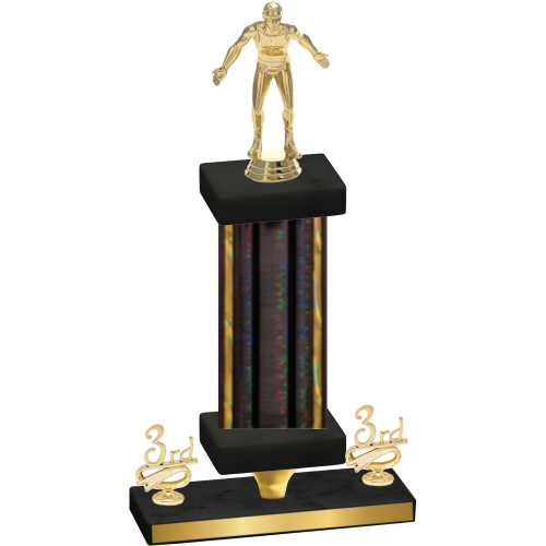Premium Single Black Glacier Third Place Wrestling Trophy