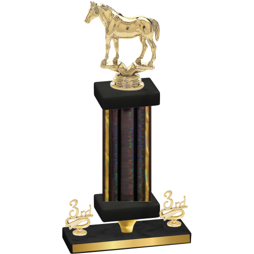 Premium Single Black Glacier Third Place Horses Trophy