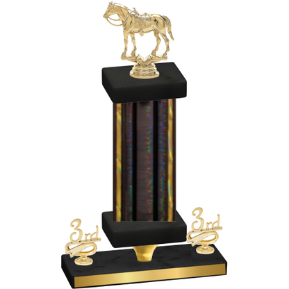 Premium Single Black Glacier Third Place Horses Trophy