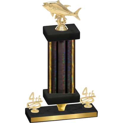 Premium Single Black Glacier Fourth Place Fishing Trophy