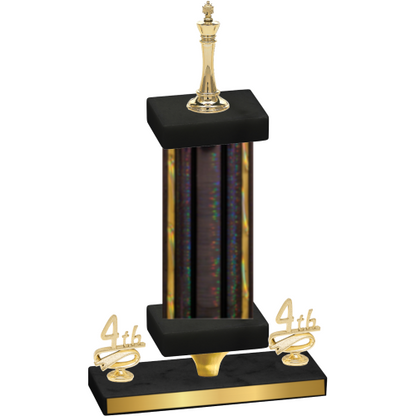 Premium Single Black Glacier Fourth Place Chess Trophy