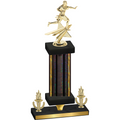 Premium Single Black Glacier Victory Flag Football Trophy