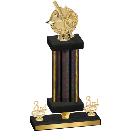 Premium Single Black Glacier Third Place Baseball Trophy