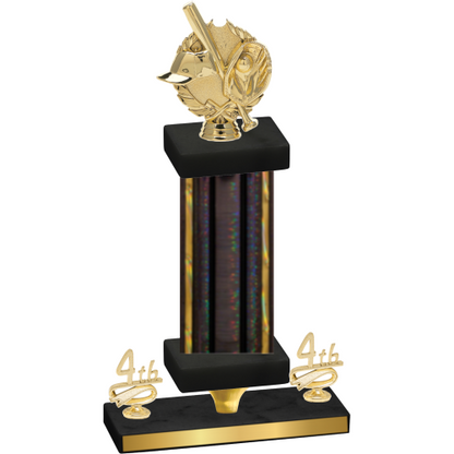 Premium Single Black Glacier Fourth Place Baseball Trophy