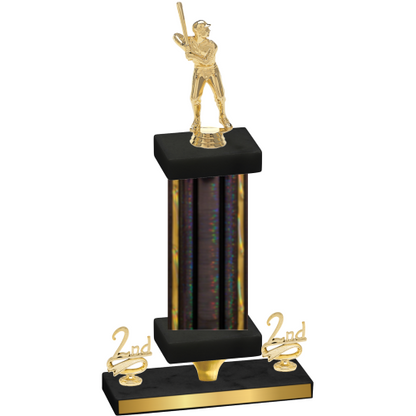 Premium Single Black Glacier Second Place Baseball Trophy
