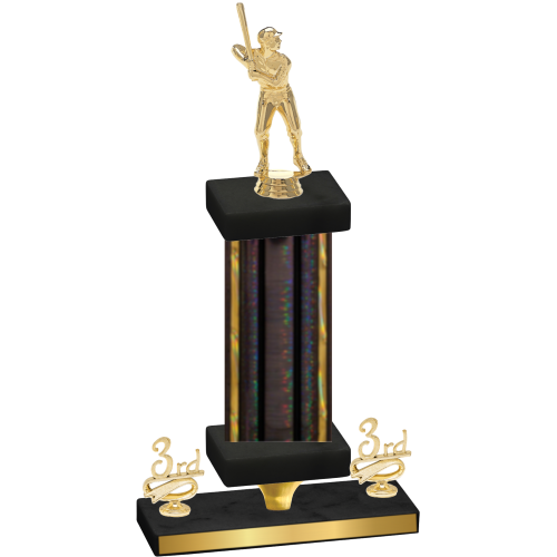 Premium Single Black Glacier Third Place Baseball Trophy