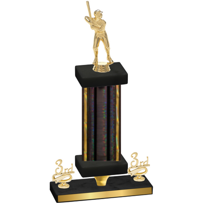 Premium Single Black Glacier Third Place Baseball Trophy