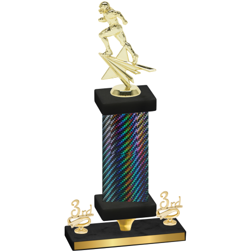 Premium Single Black Carbon Fiber Third Place Football Trophy