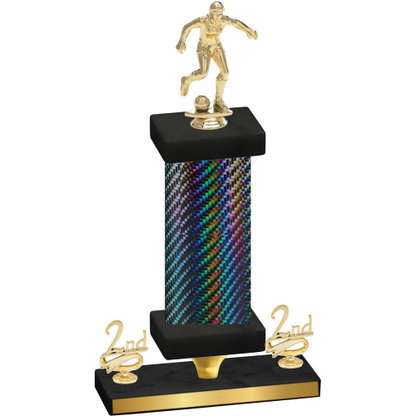 Premium Single Black Carbon Fiber Second Place Soccer Trophy