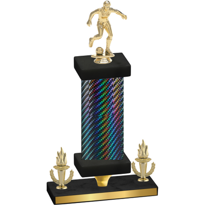 Premium Single Black Carbon Fiber Victory Soccer Trophy
