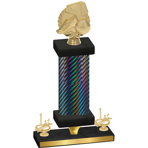 Premium Single Black Carbon Fiber First Place Soccer Trophy