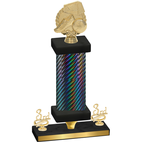Premium Single Black Carbon Fiber Third Place Soccer Trophy