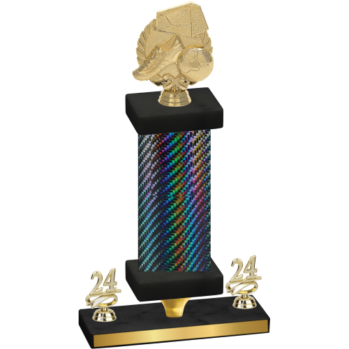 Premium Single Black Carbon Fiber Year Soccer Trophy