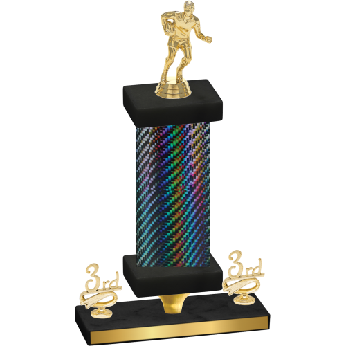 Premium Single Black Carbon Fiber Third Place Rugby Trophy