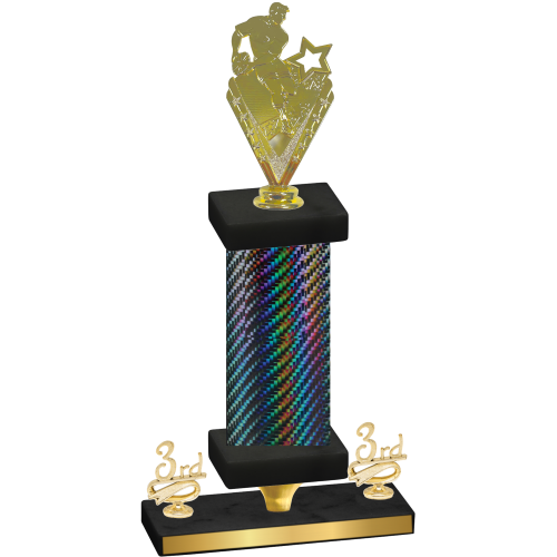 Premium Single Black Carbon Fiber Third Place Rugby Trophy