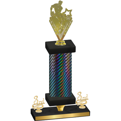 Premium Single Black Carbon Fiber Third Place Rugby Trophy