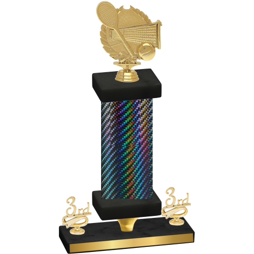 Premium Single Black Carbon Fiber Third Place Tennis Trophy