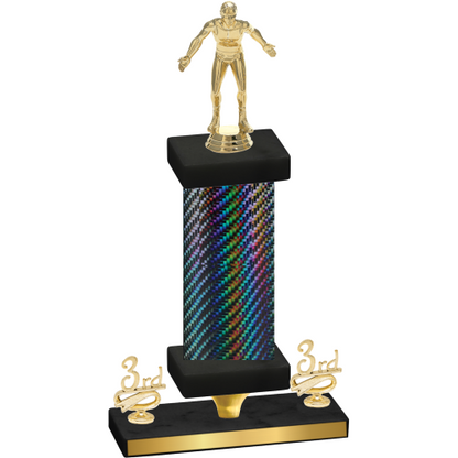 Premium Single Black Carbon Fiber Third Place Wrestling Trophy