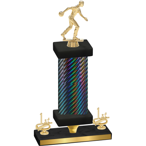 Premium Single Black Carbon Fiber First Place Bowling Trophy