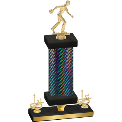 Premium Single Black Carbon Fiber First Place Bowling Trophy